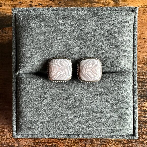 David Yurman Exotic Stone Cufflinks w/ Botswana Agate - RARE - Picture 3 of 16